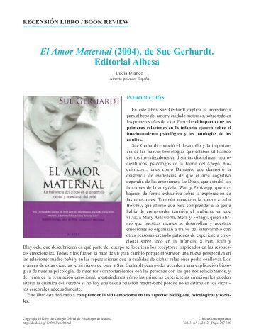 El Amor Maternal (2004), de Sue Gerhardt. Editorial Albesa