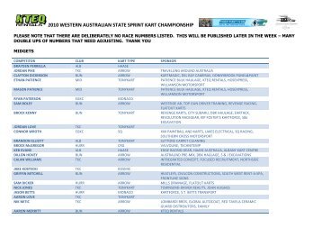 2010 WESTERN AUSTRALIAN STATE SPRINT ... - Tiger Kart Club