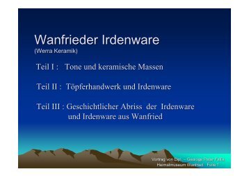 Vortrag von Dipl. –Geologe Peter Fallis - Wanfried