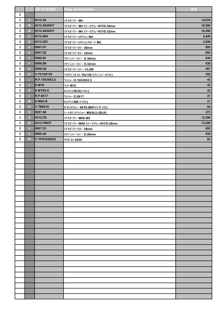 OTK純正パーツリスト