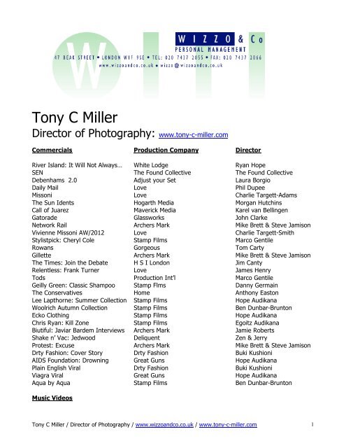 Tony C Miller - Wizzo & Co