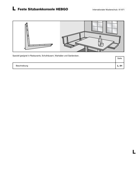 Hebgo Katalog L – Feste Sitzbankkonsole