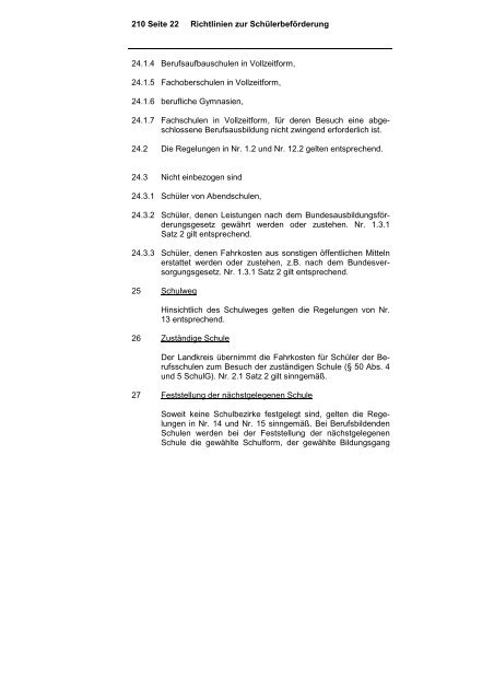 Richtlinien zur Schülerbeförderung 210 Seite 1 Richtlinien des ...