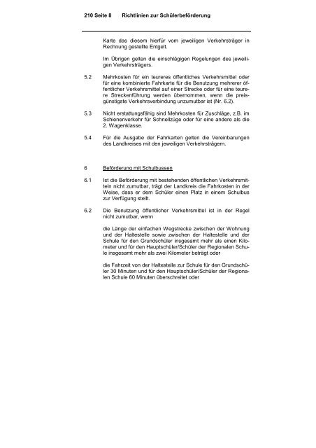 Richtlinien zur Schülerbeförderung 210 Seite 1 Richtlinien des ...
