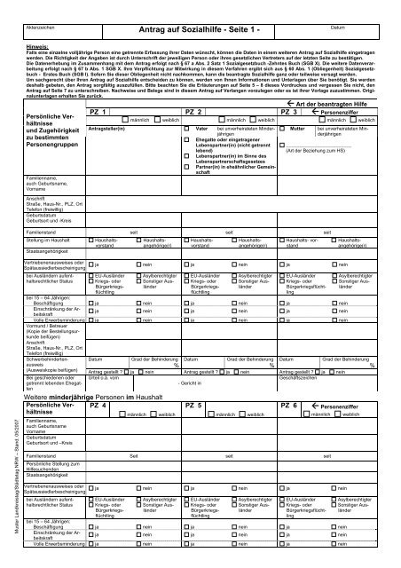 Antrag auf Sozialhilfe SGB XII