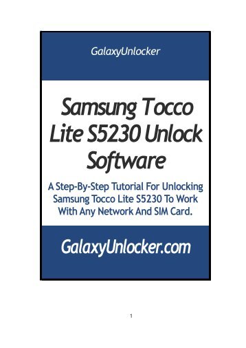 Samsung Tocco Lite S5230 Unlock Software - GalaxyUnlocker