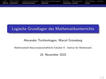 Logische Grundlagen des Mathematikunterrichts - Mathematik und ...