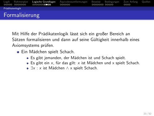 Logische Grundlagen des Mathematikunterrichts - Mathematik und ...