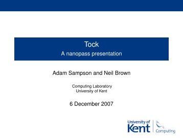 Tock - A nanopass presentation - University of Kent
