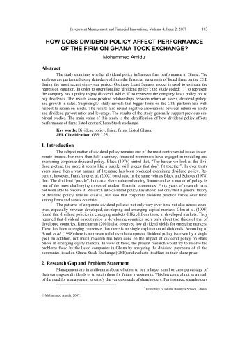 the impact a dividend policy has on a firm Impact of capital structure on firm value introduction dividend policy has been an issue of interest in financial literature as many theories have been. the impact a dividend policy has on a firm Impact of capital structure on firm value introduction dividend policy has been an issue of interest in financial literature as many theories have been.