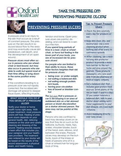 PREVENTING PRESSURE ULCERS - Oxford Healthcare