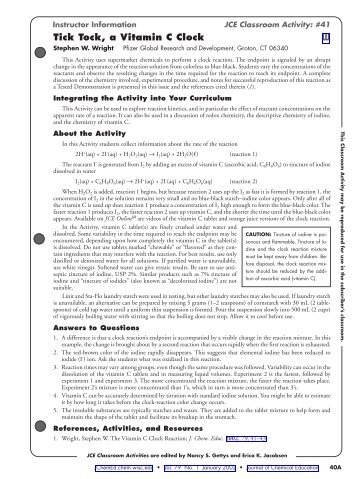 Tick Tock, a Vitamin C Clock W - Franklin Chm Colostate