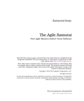 The Agile Samurai - The Pragmatic Bookshelf