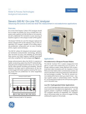 Sievers 500 RLe On-Line TOC Analyzer - GE Infrastructure Water ...