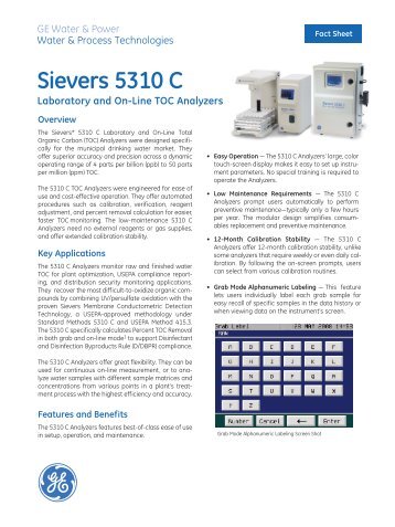 Sievers 5310 C Laboratory and Online TOC Analyzers - GE ...