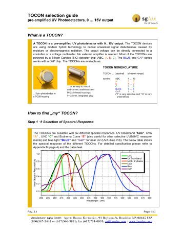 TOCON selection guide - Boston Electronics Corporation