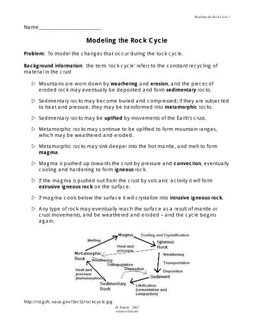 modeling The Rock Cycle Adv - Science Class