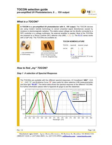 TOCON selection guide - Boston Electronics Corporation