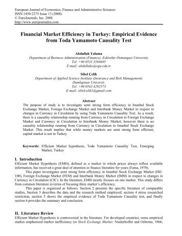 Financial Market Efficiency in Turkey: Empirical Evidence from Toda ...
