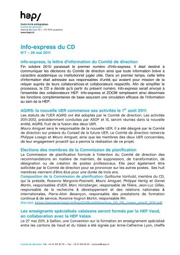 Info-express du CD - HEP Vaud