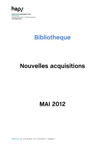 Bibliotheque Nouvelles acquisitions MAI 2012 - HEP Vaud