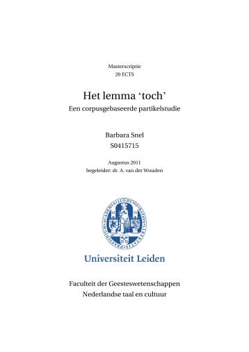 Het lemma 'toch' - Taalunieversum