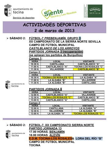 ACTIVIDADES DEPORTIVAS - Ayuntamiento de Tocina