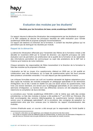 Evaluation des modules par les étudiants1