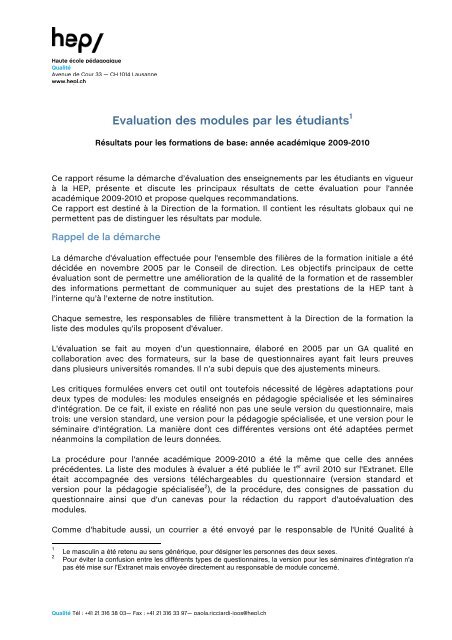 Evaluation des modules par les étudiants1