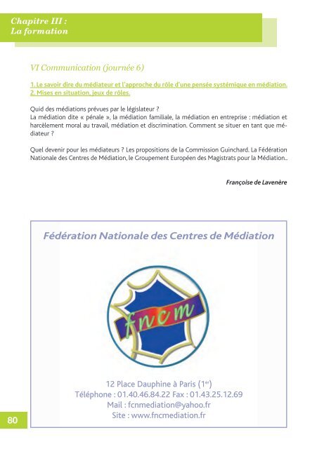 Annuaire des Centres de médiation 2010-2011 - Conférence des ...