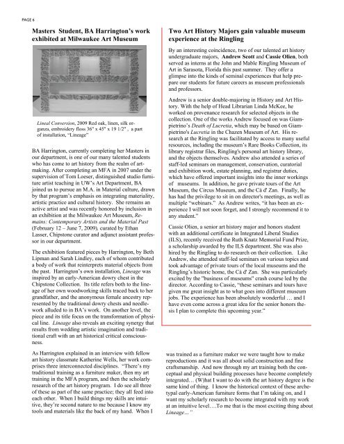 newsletter 2009.pub - Art History - University of Wisconsin-Madison