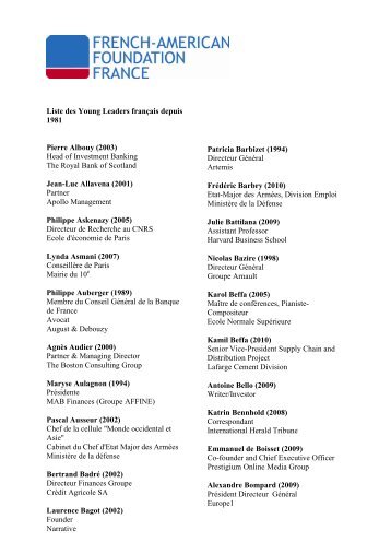 Liste YL FR 81 -10 - French-American Foundation France