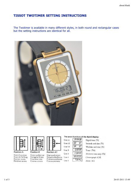 TISSOT TWOTIMER SETTING INSTRUCTIONS - Digital Watch Library