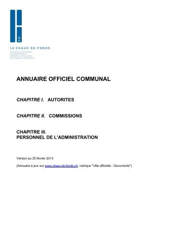 Annuaire communal - Ville de La Chaux-de-Fonds