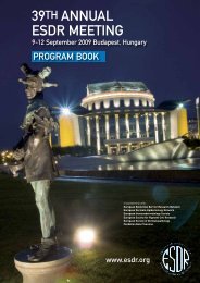 39TH ANNUAL ESDR MEETING - Konferenciakalauz