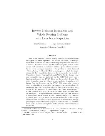 Reverse Multistar Inequalities and Vehicle Routing ... - IASI-CNR