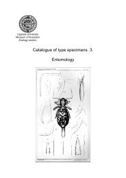 Catalogue of type specimens 3. Entomology - Evolutionsmuseet