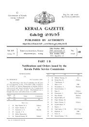 Ranked List Addendum notifications - Kerala Gazette - Government ...