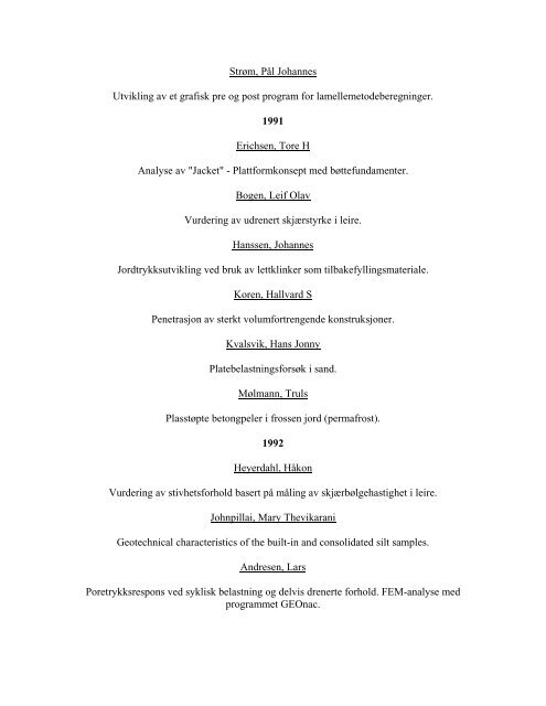 HOVEDOPPGAVER ved Institutt for geoteknikk, Department of ...