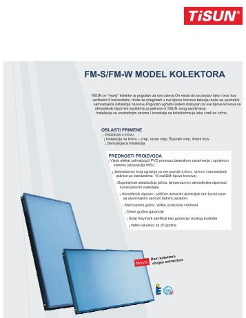 Solarni kolektor model FM-S/FM-W - Master solar