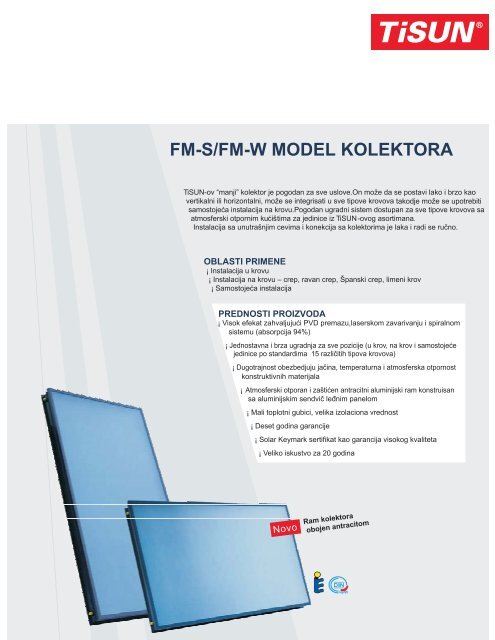 Solarni kolektor model FM-S/FM-W - Master solar