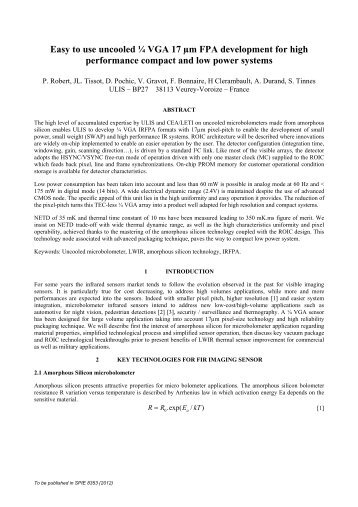Easy to use uncooled ¼ VGA 17 µm FPA development ... - Sofradir EC