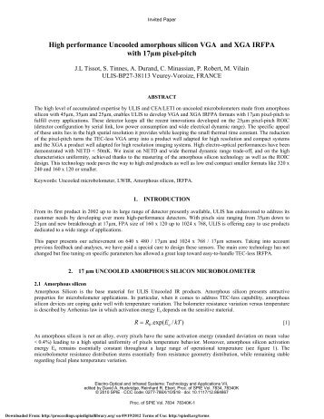 High performance Uncooled amorphous silicon VGA ... - Sofradir EC