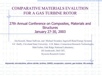 comparative materials evalution for a gas turbine rotor - Oak Ridge ...