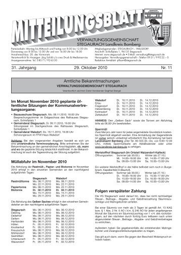November 2010 - Verwaltungsgemeinschaft Stegaurach