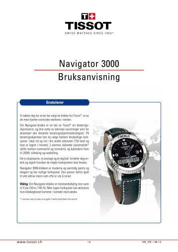 Navigator 3000 Bruksanvisning - Tissot