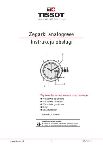 Zegarki analogowe Instrukcja obsługi - Tissot