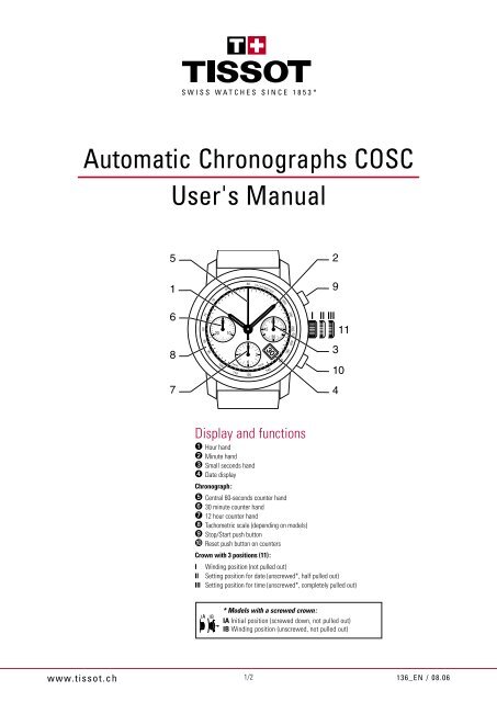 Automatic Chronographs COSC User's Manual - Tissot