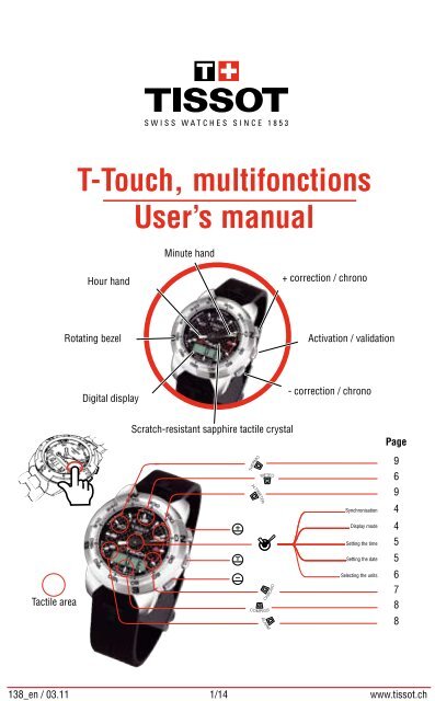 T-Touch, Multifonctions User's Manual – TISSOT Support