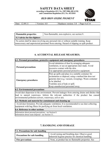 SAFETY DATA SHEET - Crimea Titan PJSC